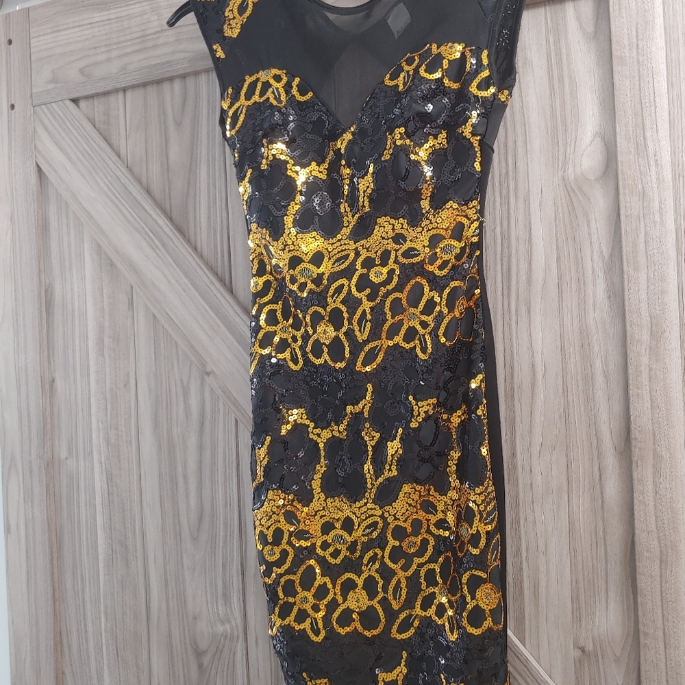 Sophisticated Gold and Black Dress